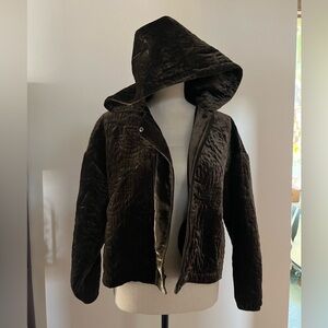 Womans brown velvet quilted jacket